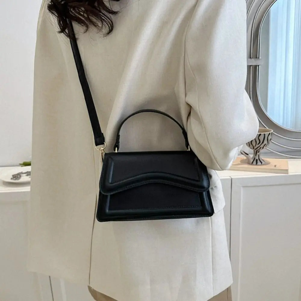 Women Girls PU Leather Shoulder Bag Fashion Messenger Bag Solid Color Elegant Crossbody Bag