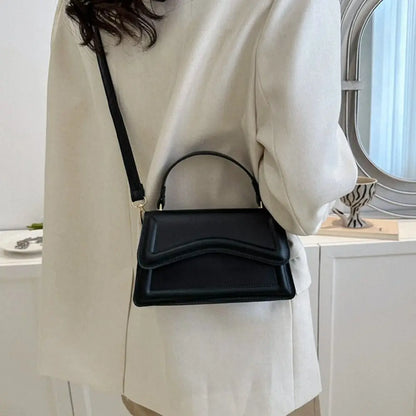 Women Girls PU Leather Shoulder Bag Fashion Messenger Bag Solid Color Elegant Crossbody Bag