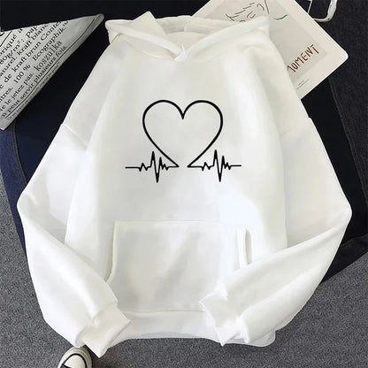 Sudadera con capucha con estampado de corazón de amor para mujer Otoño Invierno diario Casual deportivo Sudadera con capucha mujer comodidad al aire libre Jersey suelto