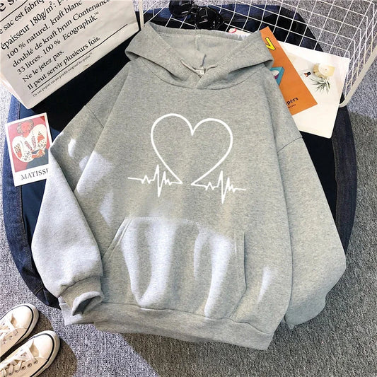 Sudadera con capucha con estampado de corazón de amor para mujer Otoño Invierno diario Casual deportivo Sudadera con capucha mujer comodidad al aire libre Jersey suelto