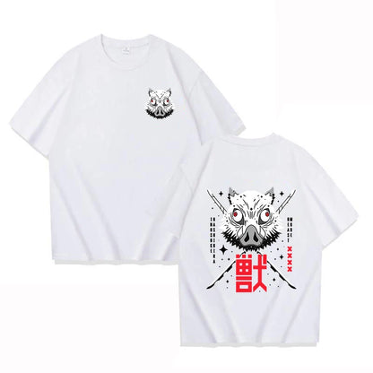 Camiseta con estampado de Hashibira Inosuke para mujer, camiseta de manga corta a la moda con estampado de anime callejero, camiseta informal de verano con personalidad
