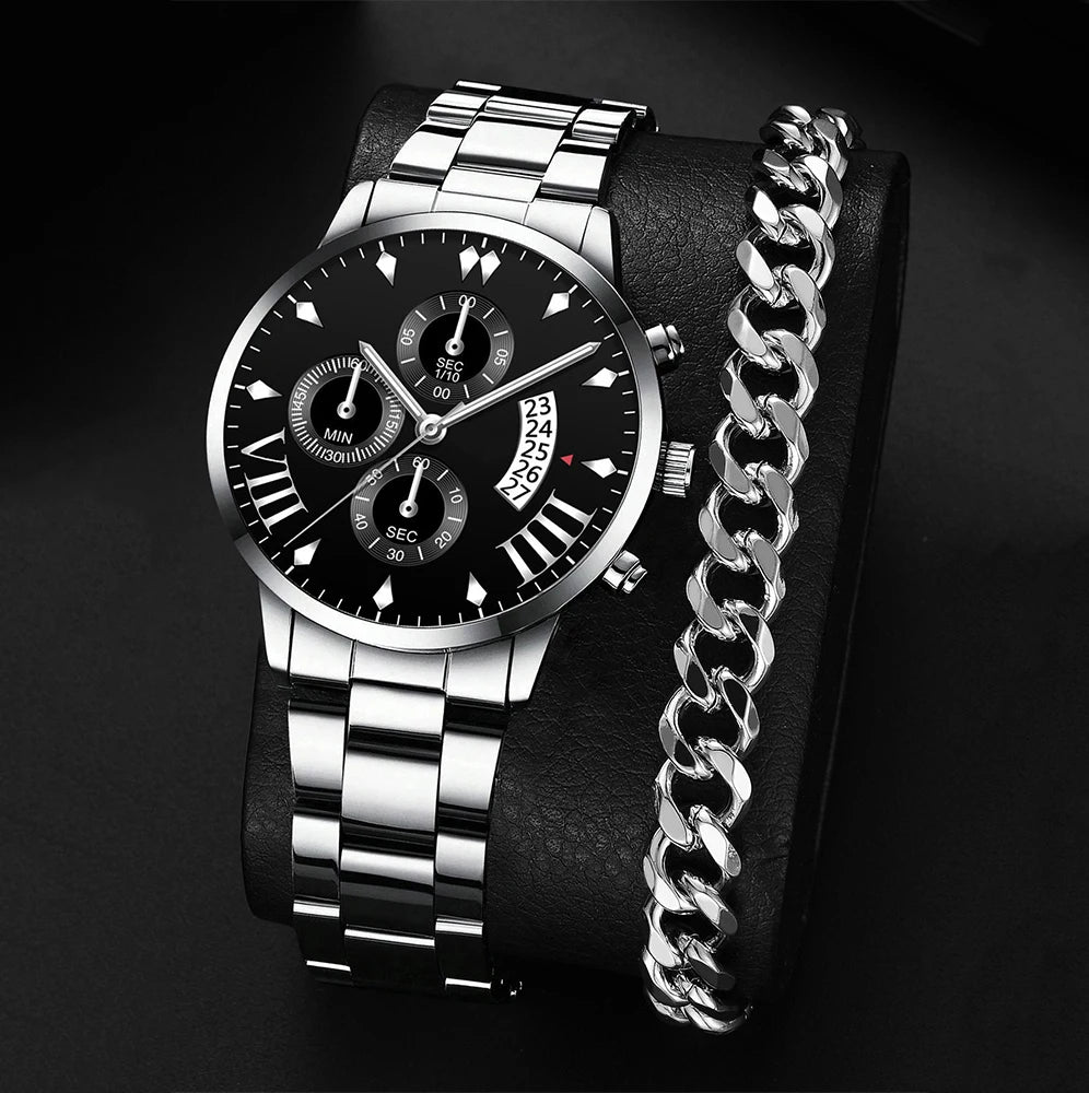 Nuevos relojes de moda para hombre, reloj de acero inoxidable