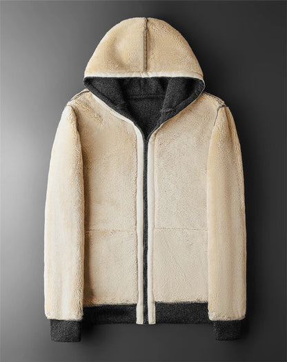 Abrigos de lana de cordero para hombre y mujer, chaquetas gruesas y cálidas de manga larga con cremallera, sudaderas con capucha deportivas informales
