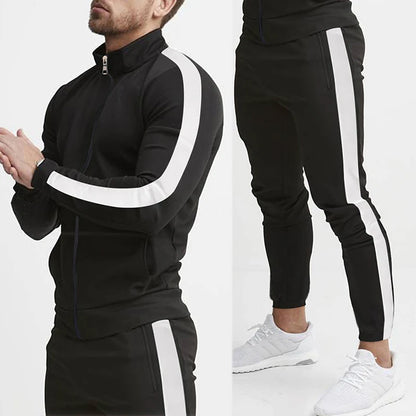 Conjunto deportivo de 2 piezas para hombre, ropa informal de cuello alto, a la moda, para primavera y otoño
