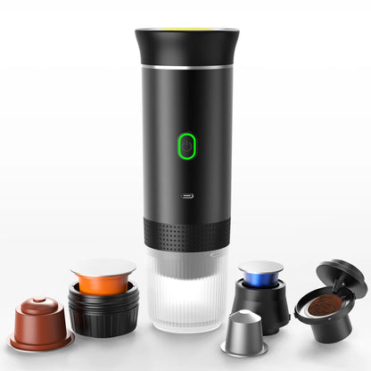 Wireless Electric Portable Espresso Maker for Car and Home, Camping Coffee Maker, Travel Coffee Maker with 3 in 1 Powder Capsules