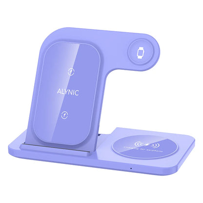 Cargador inalámbrico rápido LED de 30 W, estación de carga plegable 3 en 1 para iPhone 15, 14, 13, 12, 11, Apple Watch 9, 8, 7, 6, 5 y Airpods Pro