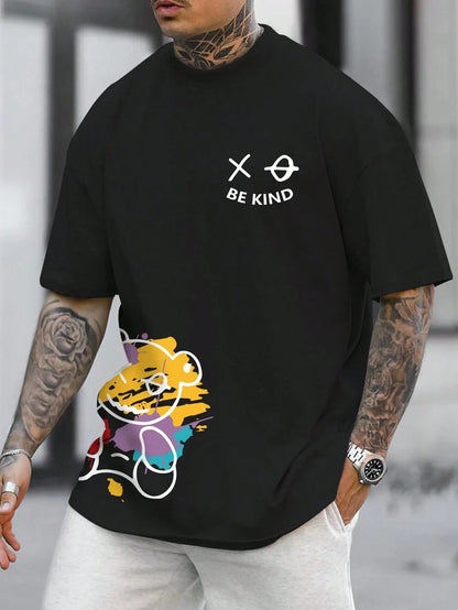 Camiseta de verano 100% algodón puro para hombre, con estampado de letras ,de cuello redondo y manga corta
