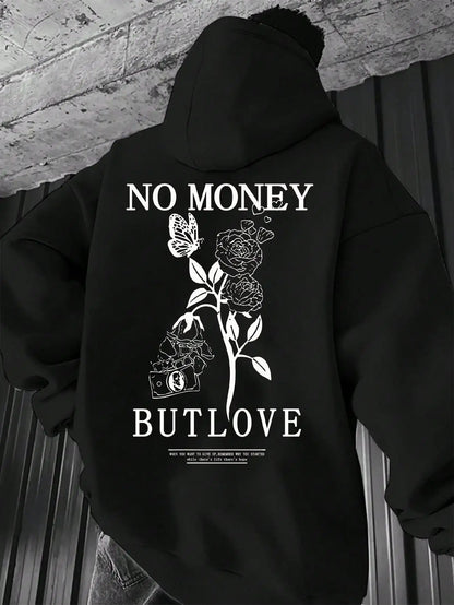 Chaqueta con capucha estilo pareja de primavera y otoño a la moda nueva sudadera holgada de lana con capucha con estampado de letras florales para hombre
