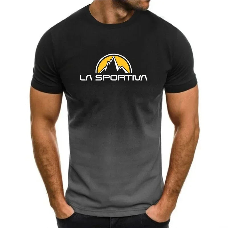 Camiseta deportiva de verano La Sportiva con estampado de letras para hombre, transpirable y cómoda, de cuello redondo, informal, de manga corta para correr