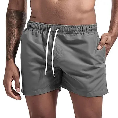 Bañador corto para hombre, de secado rápido, transpirable, con cordón.