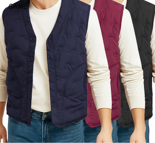 Chaqueta de otoño para hombre, chaleco impermeable con botones, abrigos sin mangas