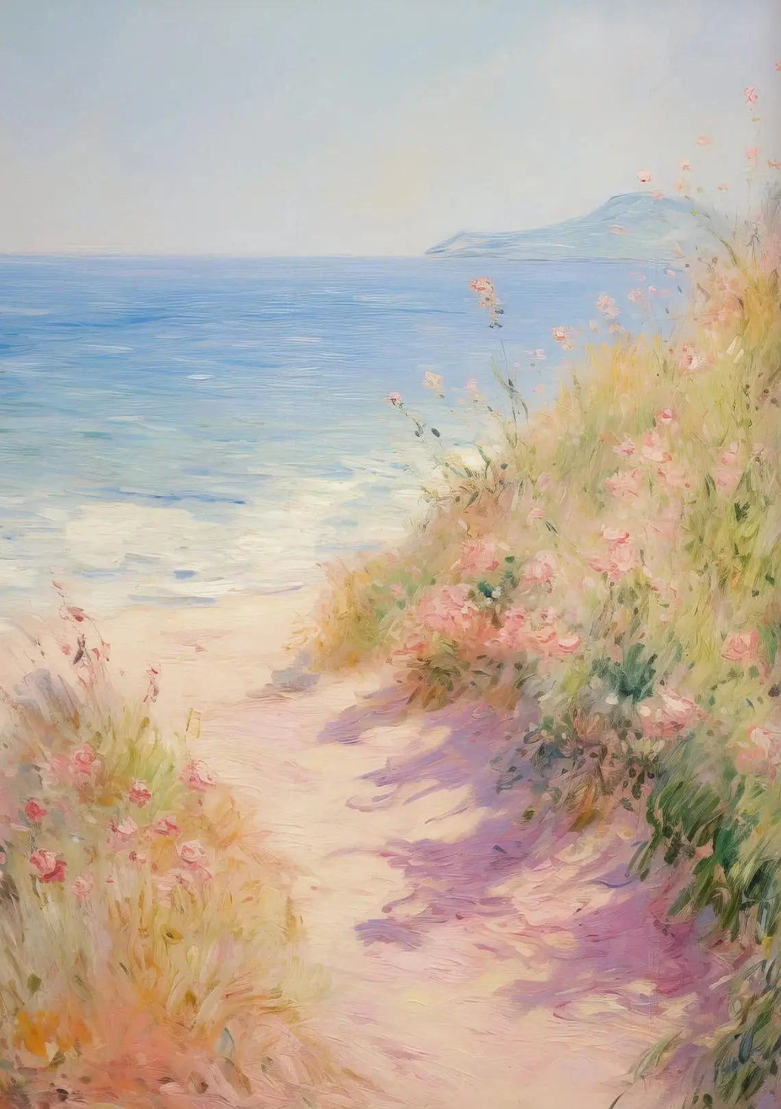 Azul rosa ondas playa atardecer palmeras océano paisaje arte cartel lienzo pintura al óleo Villa dormitorio pared del hogar decoración moderna