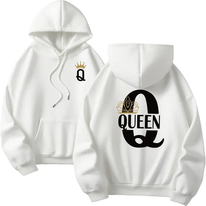sudaderas con capucha para hombre y mujer, sudaderas con estampado de King Queen, ropa informal versátil para parejas, jersey diario para Otoño e Invierno