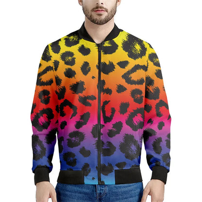 Chaqueta con cremallera y patrón de leopardo para hombre, sudadera de manga larga con estampadode personalidad, ropa de calle suelta informal, abrigo de moda