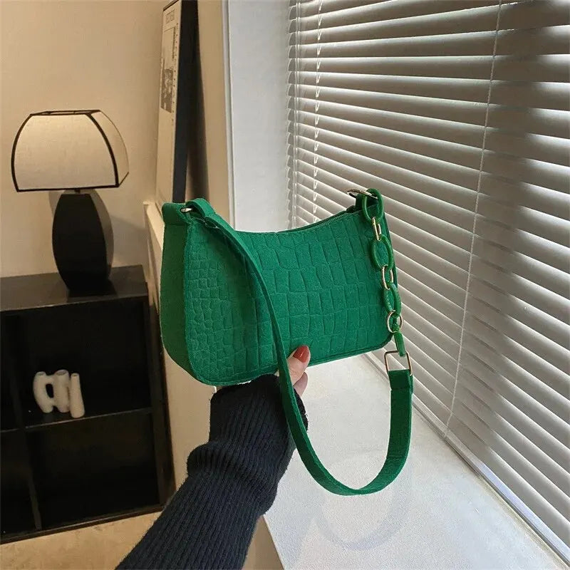 Bolso de mano de lujo con diseño de axila de fieltro para mujer