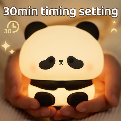 Luz LED nocturna de Panda, bonita luz nocturna de silicona, lámpara de noche táctil recargable por USB, lámpara de sincronización para dormitorio, decoración, regalo para niños