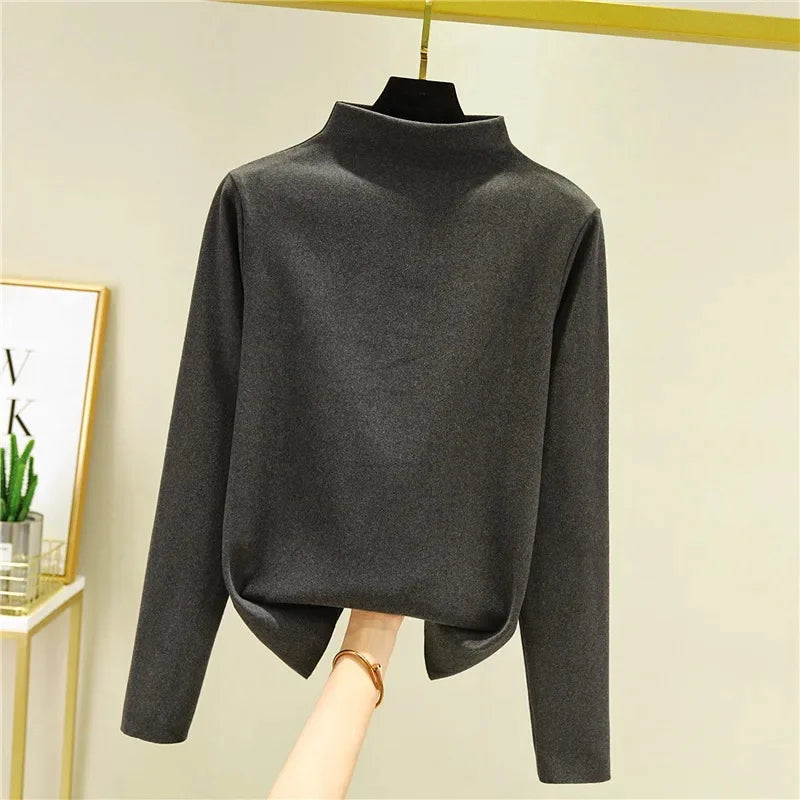 Camisa gruesa de manga larga con Base de forro polar de doble cara para mujer