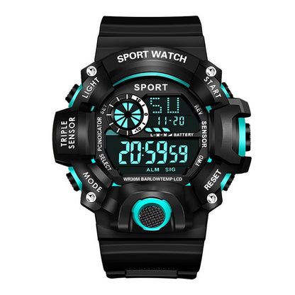 Reloj de pulsera electrónico deportivo de moda para hombre, esfera grande, multifuncional, resistente al agua, luminoso, alarma.