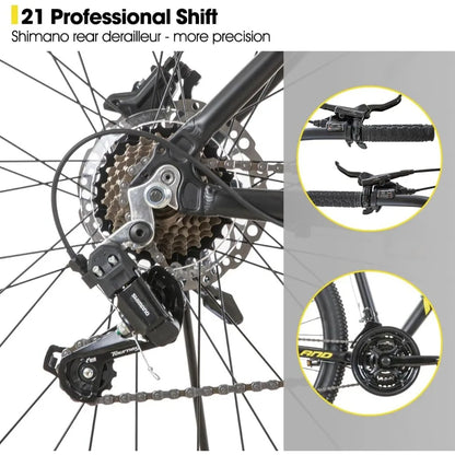 Vélo de montagne en aluminium 21 vitesses, freins à disque hydrauliques, fourche à suspension verrouillable, roue de 27,5 pouces, vélo pour homme