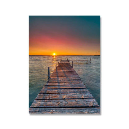Pintura en lienzo para pared, arte nórdico, puesta de sol, arena, mar, playa, ondas, océano, Palma, póster, imagen Modular de paisaje marino para decoración para sala de estar