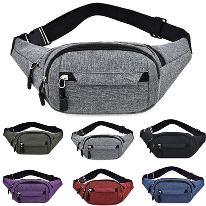 Riñonera impermeable de lona para hombre, estilo coreano, para deportes al aire libre, bandolera tipo banana