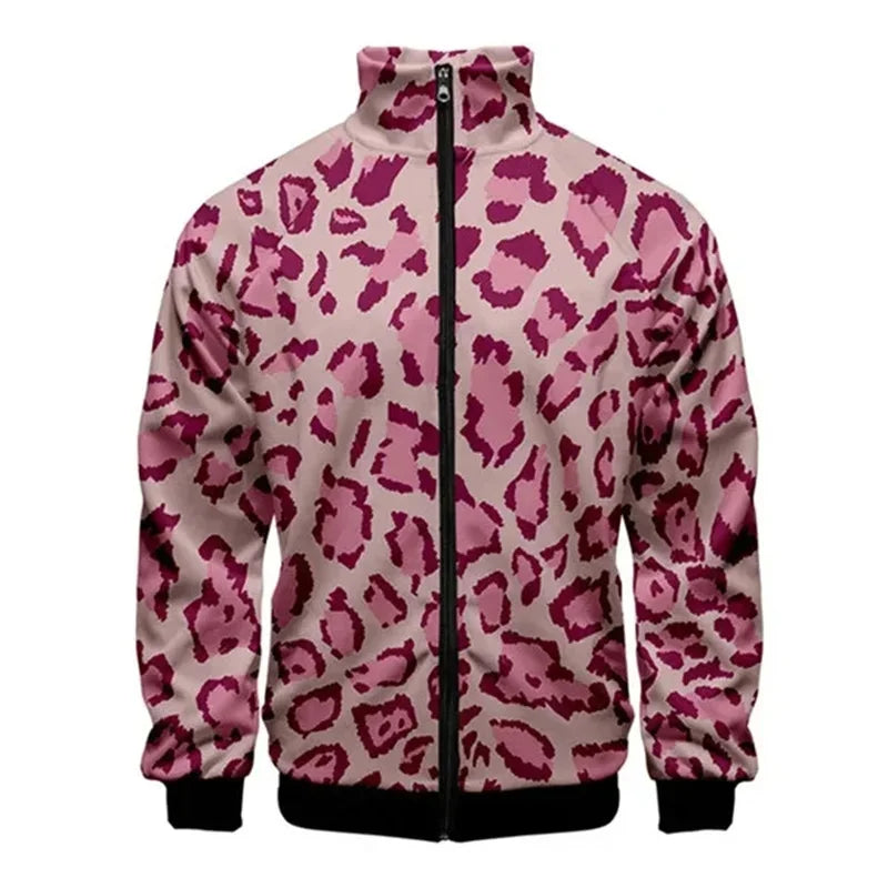 Chaqueta unisex con cremallera de piel de serpiente de tigre impresa  para hombres, abrigo de manga larga con patrón de Animal fresco, chaquetas sueltas con personalidad, Top de ropa de calle