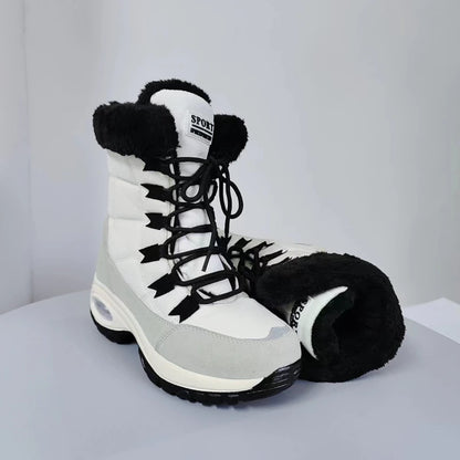 Winter women's fashion plush cotton shoes, large platform non-slip snow boots, high-quality comfortable calf boots for outdoor work