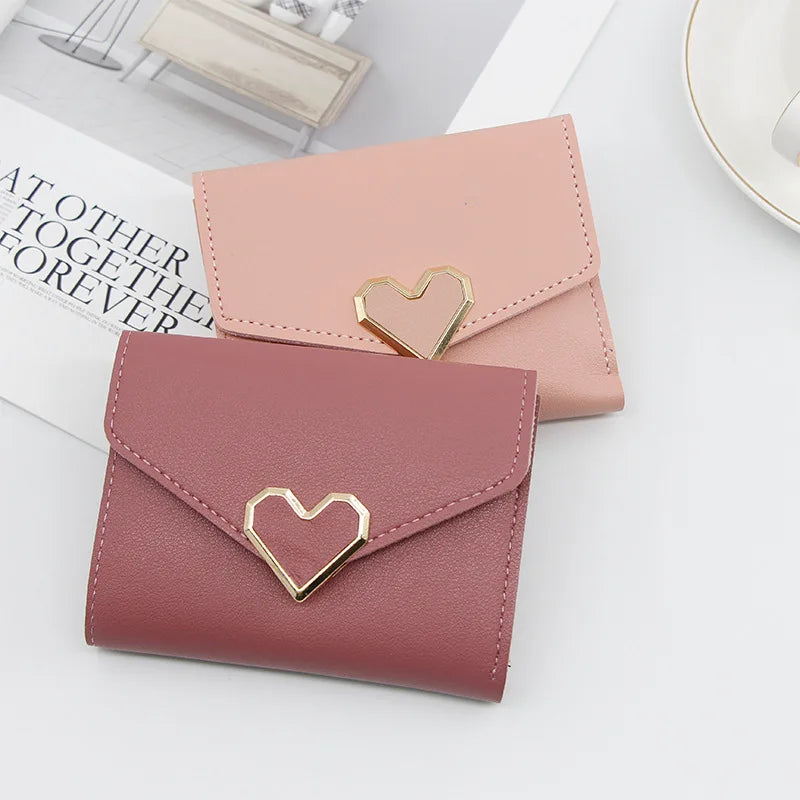 cartera larga con hebilla en forma de V para mujer, cartera triple para mujer