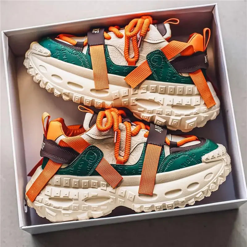 Zapatos deportivos para hombre, suela de neumático de coche, zapatillas altas
