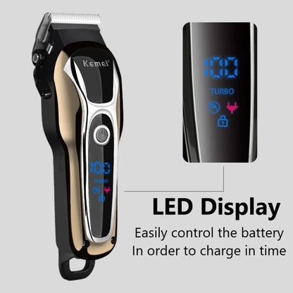 Kemei Tondeuse à cheveux professionnelle pour hommes Tondeuse à cheveux électrique Ensemble de machine à écran LCD