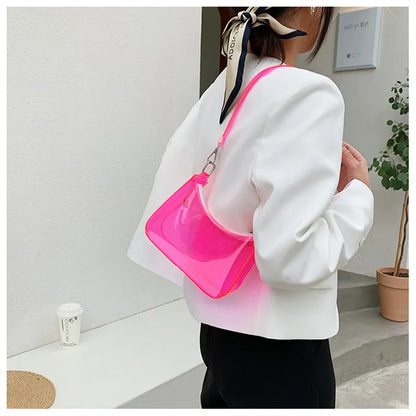 Bolso de hombro transparente para mujer, monedero pequeño con cremallera ,bolso de mano moderno