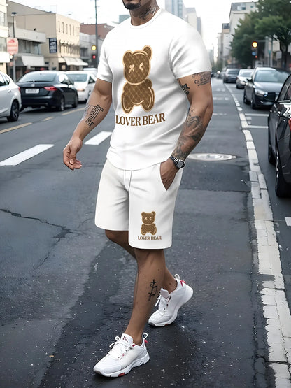 Conjunto de camiseta y pantalones cortos con cuello redondo