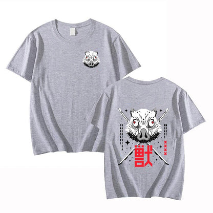 Camiseta con estampado de Hashibira Inosuke para mujer, camiseta de manga corta a la moda con estampado de anime callejero, camiseta informal de verano con personalidad