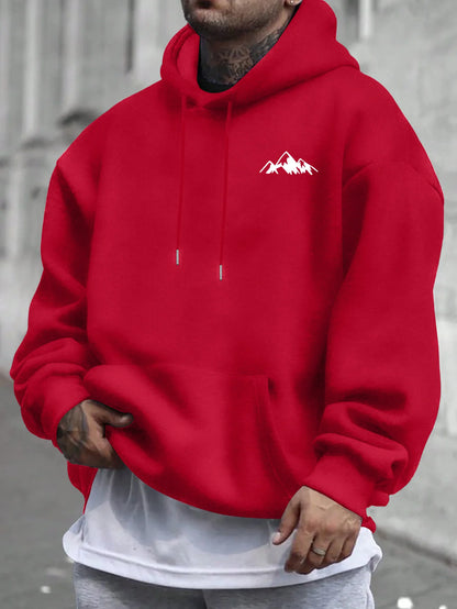 Sudadera con capucha rosa informal para hombre con forro polar, elegante gráfico, manga larga, ajuste regular, ropa informal, sudadera con capucha de mezcla frontal