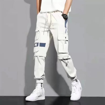 Pantalones holgados, versátiles, de color liso y talla grande para hombre