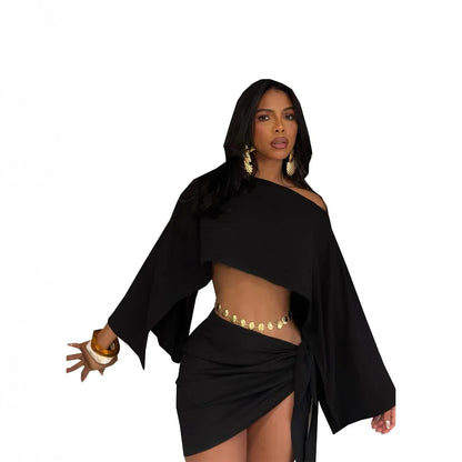 Conjunto de Top Transpirable con Escote Lateral y Hombros