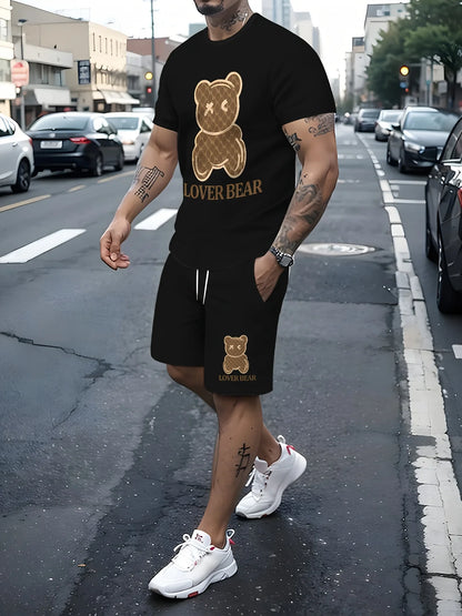 Conjunto de camiseta y pantalones cortos con cuello redondo