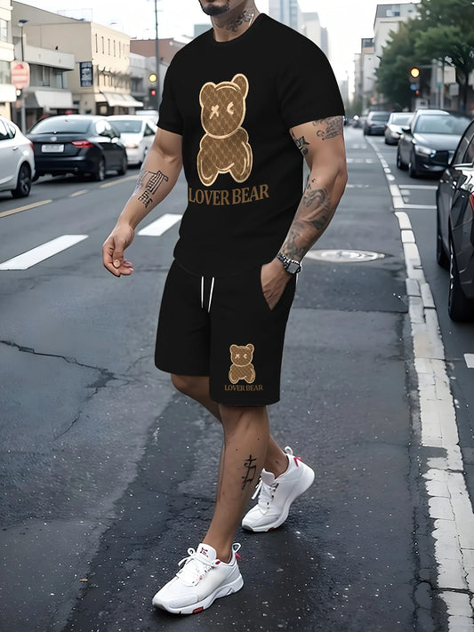 Conjunto de camiseta y pantalones cortos con cuello redondo