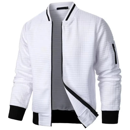 Nueva chaqueta de manga larga con cremallera para hombre, abrigos, sudaderas de pie, ropa de calle para exteriores, chaqueta de Color sólido para otoño para hombre