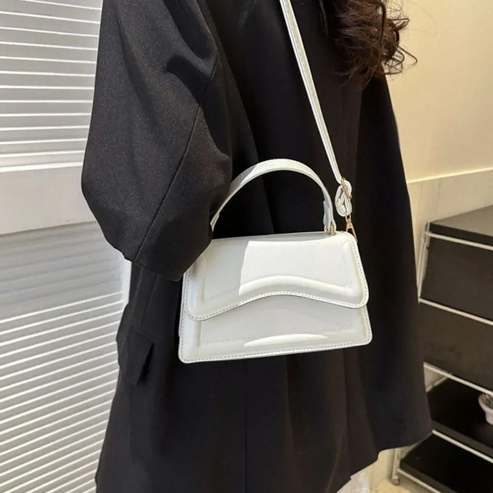 Women Girls PU Leather Shoulder Bag Fashion Messenger Bag Solid Color Elegant Crossbody Bag