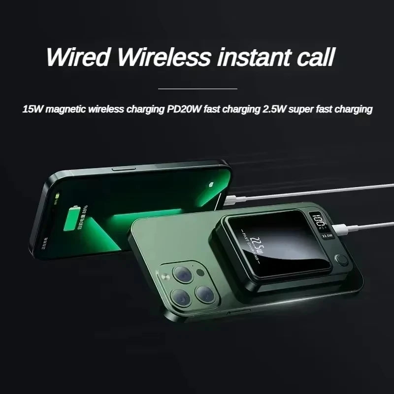 Cargador inalámbrico rápido Xiaomi de 100.000 mAh con batería externa magnética Magsafe para iPhone, Huawei y Samsung.