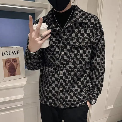 Chaqueta informal con cuello clásico para hombre,  abrigo de ocio de estilo callejero de marca a la moda