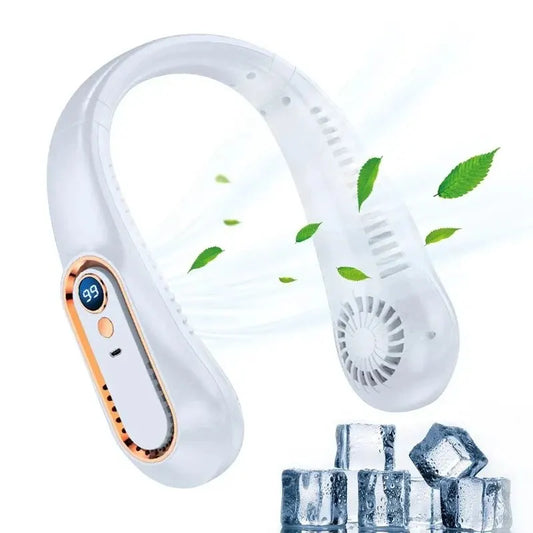 Ventilado portátil recargable por USB, pequeño, para estudiantes, oficina, deportes, pantalla digital, ventilador  colgante para el cuello.