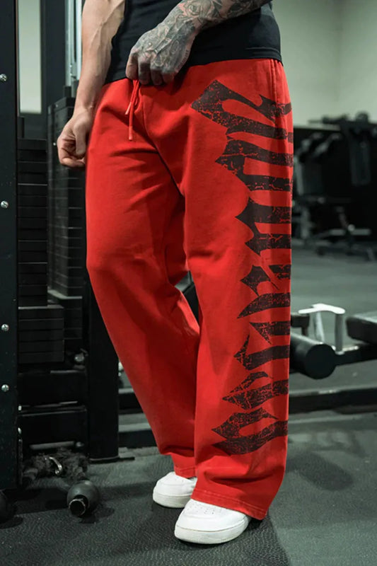 Nuevos pantalones de chándal de moda para jóvenes americanos, pantalones casuales de pierna ancha con estampado de rizo de algodón para correr de anime, pantalones de calle