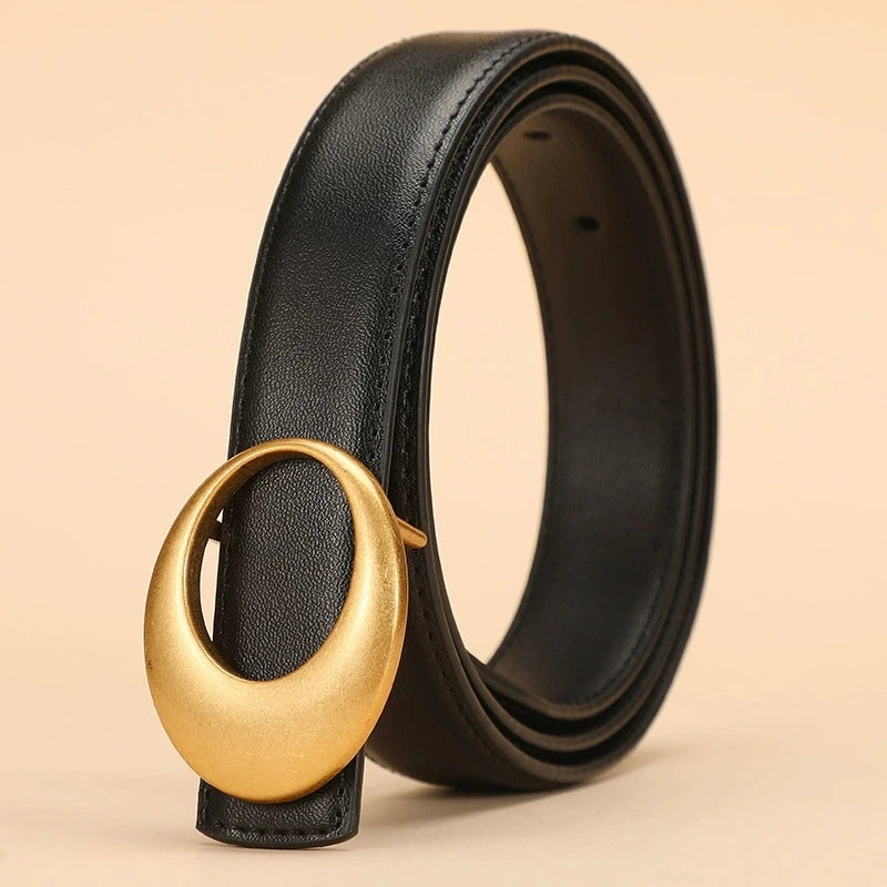 Cinturón de mujer de moda; cinturón de piel de vacuno para mujer