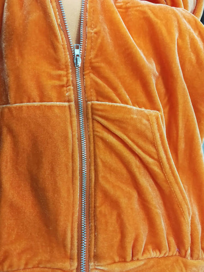 Conjunto de chándal de terciopelo para mujer,sudadera con capucha de terciopelo informal de otoño