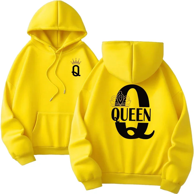 sudaderas con capucha para hombre y mujer, sudaderas con estampado de King Queen, ropa informal versátil para parejas, jersey diario para Otoño e Invierno
