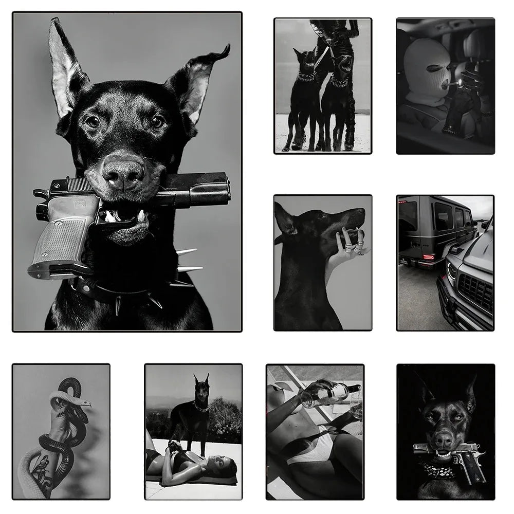 póster moderno de moda de lujo, leopardo, Tigre, perro, imagen artística nórdica, decoración del hogar