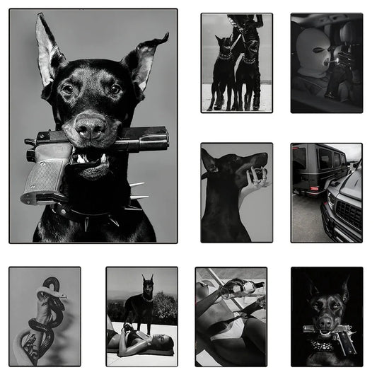 póster moderno de moda de lujo, leopardo, Tigre, perro, imagen artística nórdica, decoración del hogar