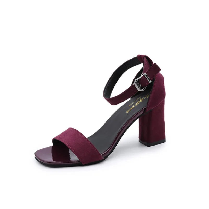 Sandales d'été à talons mi-hauts pour femmes, chaussures d'extérieur élégantes, chaussures de mariage, chaussures de mariée, grande taille 34-40, sangle à boucle